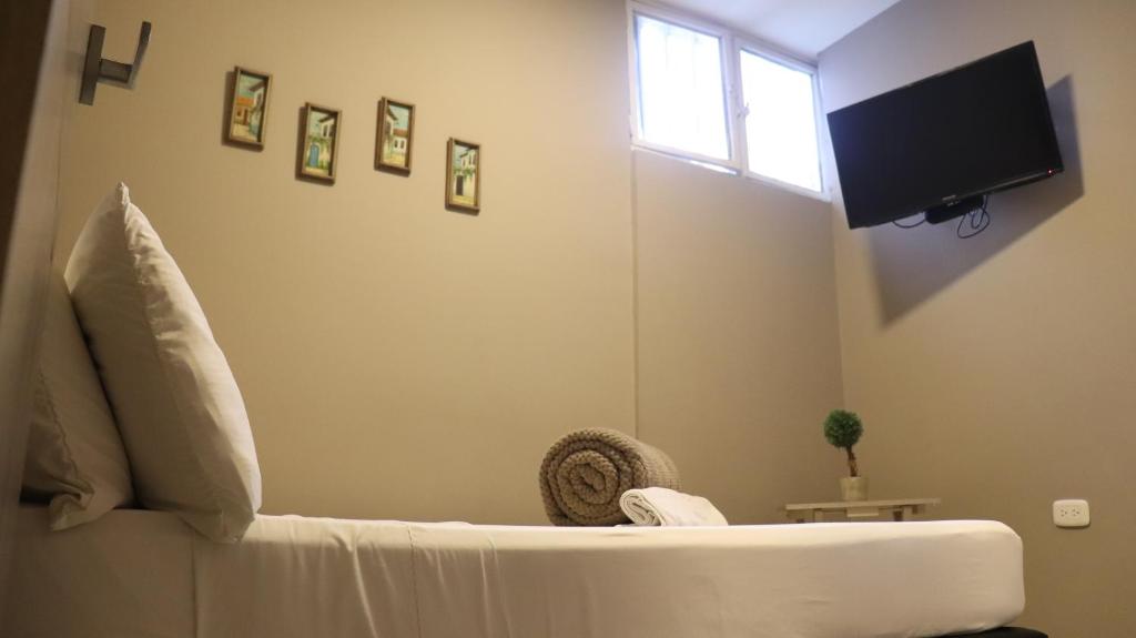 TV a/nebo společenská místnost v ubytování Hotel Simón Plaza