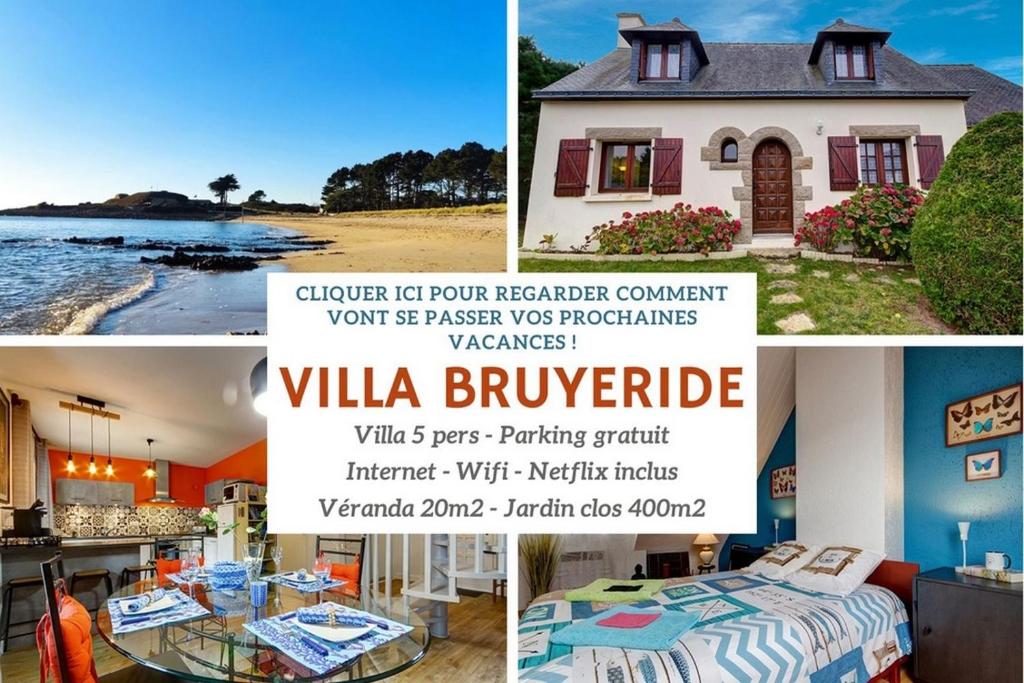 un collage de photos d'une maison dans l'établissement Villa BRUYERIDE 5 personnes, à Saint-Philibert