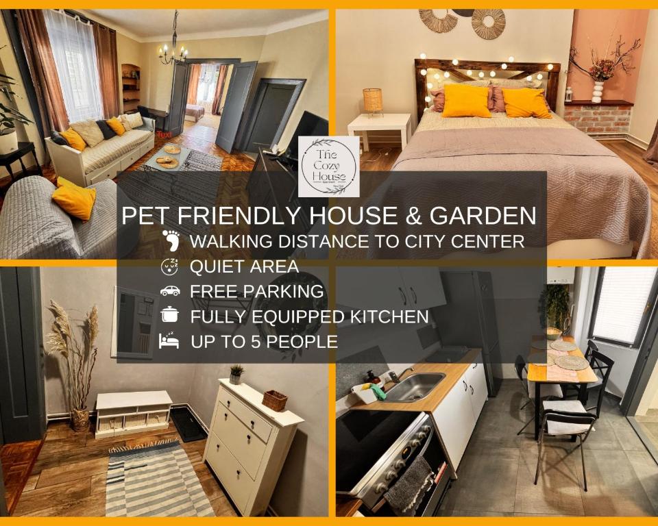 kolaż zdjęć sypialni z łóżkiem w obiekcie TheCozyHouse Novi Sad w Nowym Sadzie