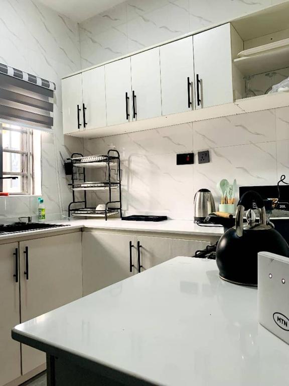 Kuchyň nebo kuchyňský kout v ubytování WHITEFIELD LUXURY APARTMENT