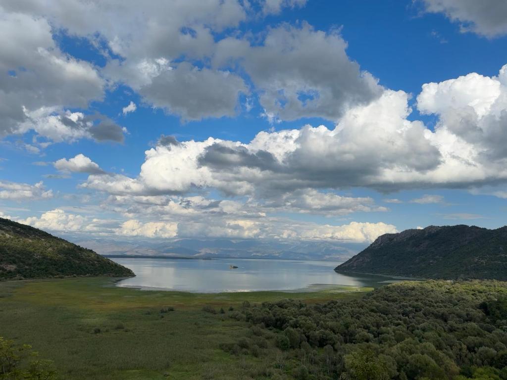 a view of a lake on a cloudy day at Skadar lake Apartments Pajovic in Virpazar