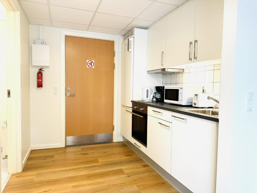 Kuchyň nebo kuchyňský kout v ubytování aday - Lollandsgade Studio Apartment Suite