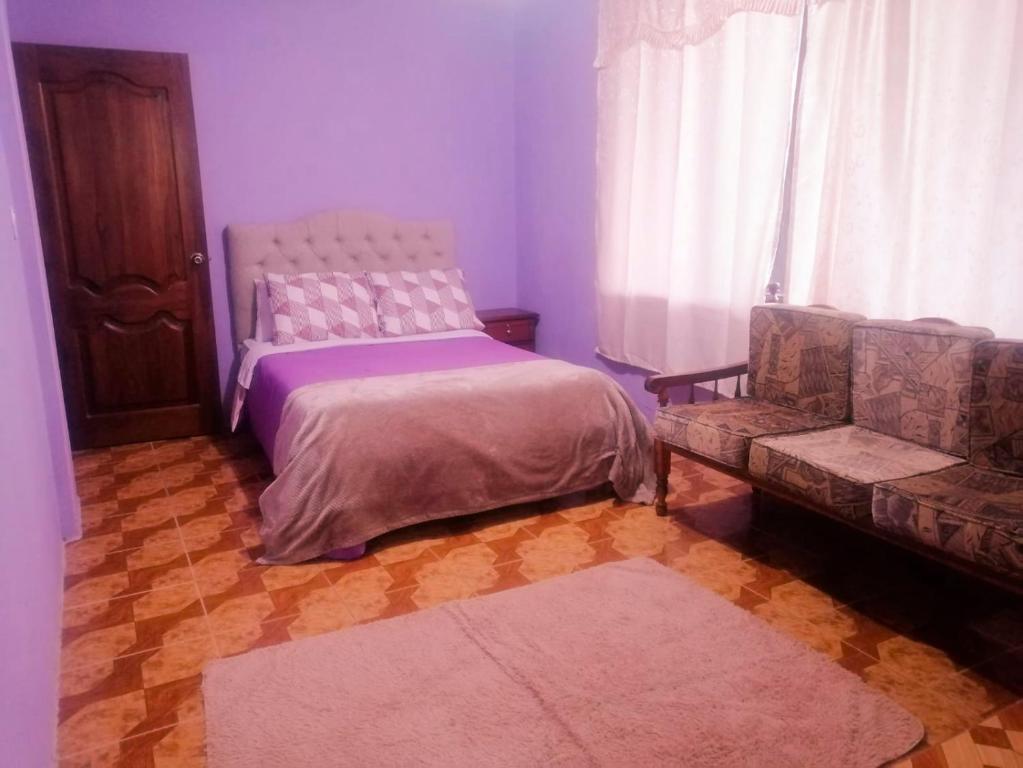 Postel nebo postele na pokoji v ubytování Hermosa casa rodeada de naturaleza