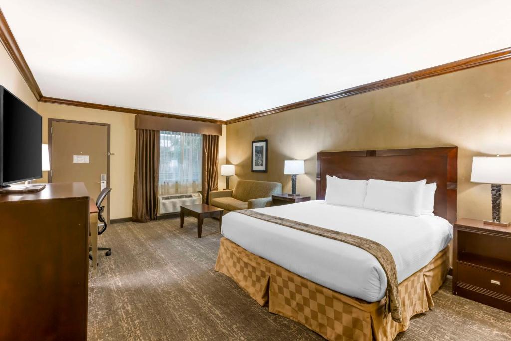 a hotel room with a large bed and a television at Best Western Plus Raton Hotel in Raton