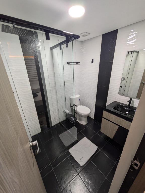 Koupelna v ubytování Hostel Boutique Nido de Loros