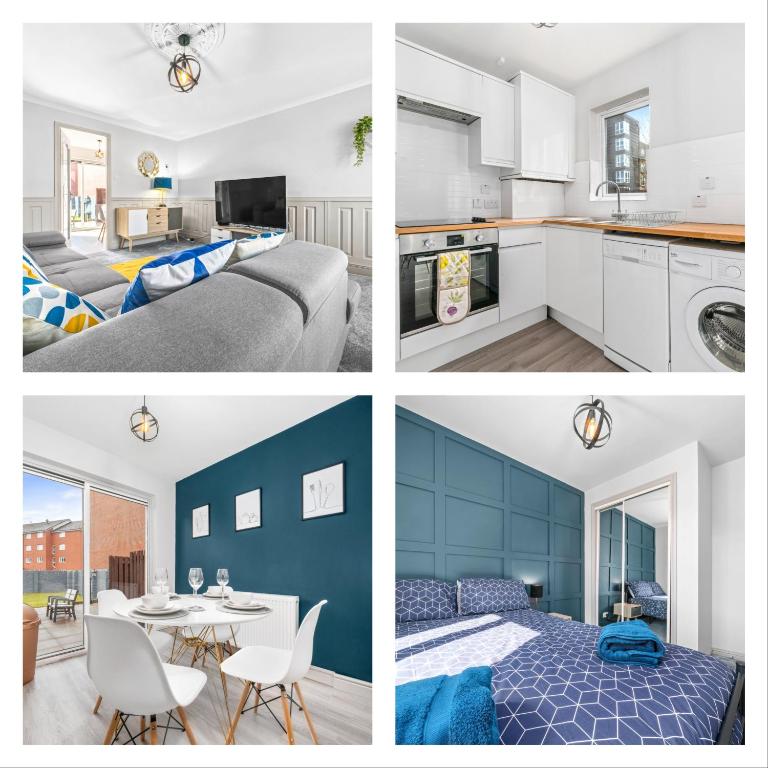 a collage of photos of a kitchen and a living room at I'm Your Host - Bridgeton House in Glasgow