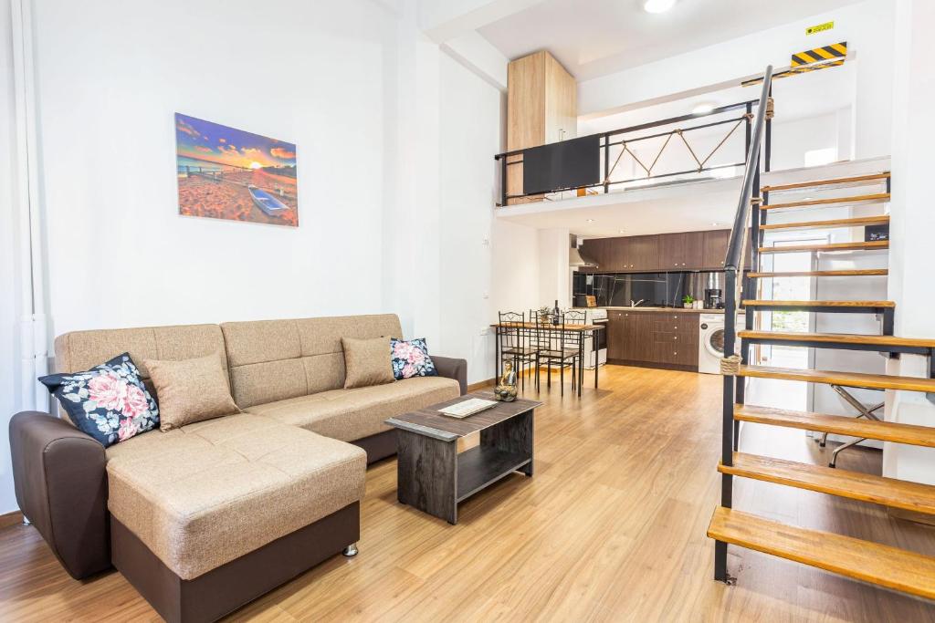 A seating area at Neva's Apartment's in Center Chania 1 2