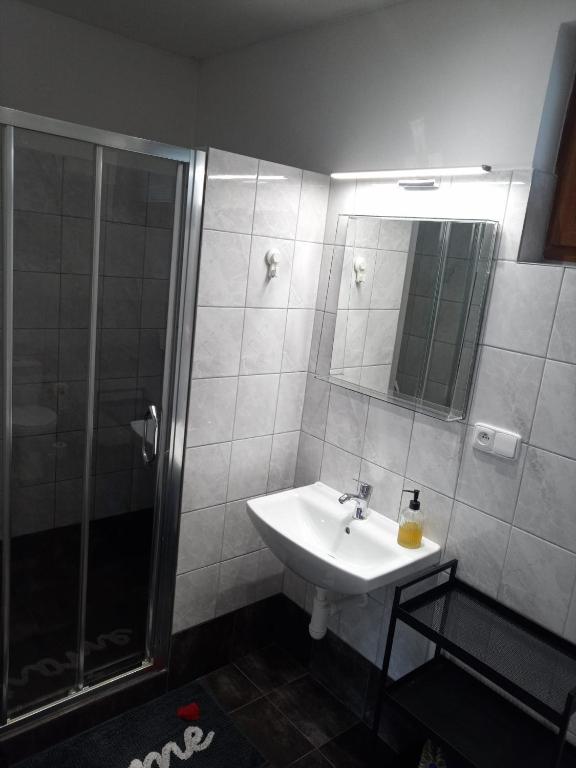 Koupelna v ubytování samostatný domek v zahradě