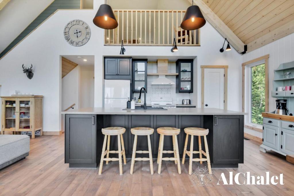 Kuchyň nebo kuchyňský kout v ubytování Shack saison - vue sur le fleuve avec spa