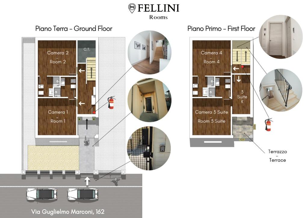 Půdorys ubytování Fellini Rooms