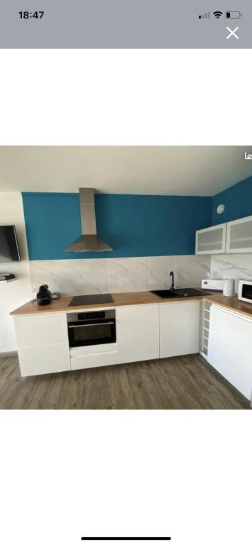 Kuchyňa alebo kuchynka v ubytovaní Studio avec vue mer et terrasse