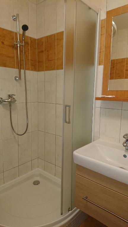 Koupelna v ubytování Penzion U Karabiny