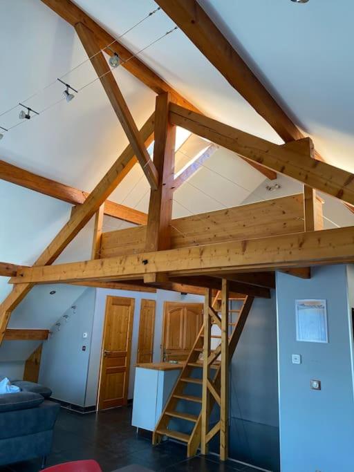 Cette chambre dispose d'un toit avec un escalier. dans l'établissement Montricher Karellis, à 5 min de Saint Jean de Maurienne, à Montricher-Albanne