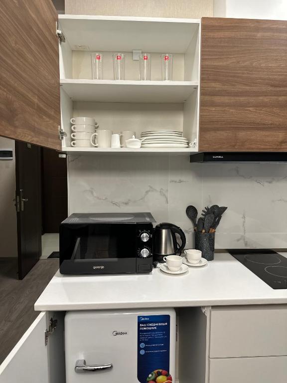 Kuchyň nebo kuchyňský kout v ubytování Kristal bakuriani Resort C block 202