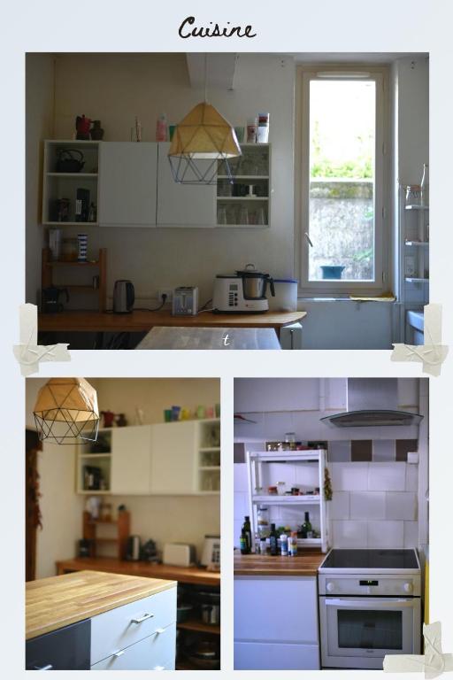 Kuchyň nebo kuchyňský kout v ubytování Chambre Bourrache