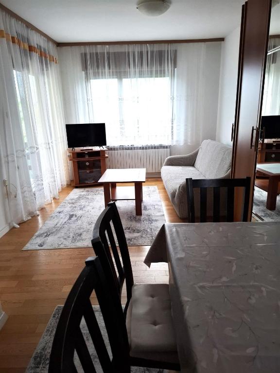 Televízia a/alebo spoločenská miestnosť v ubytovaní Apartments Maximir