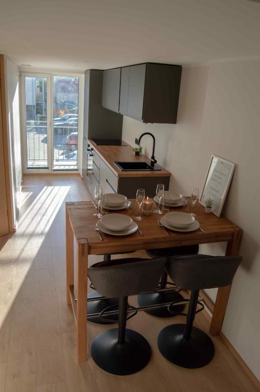 Kuchyň nebo kuchyňský kout v ubytování Suur-Posti Apartments