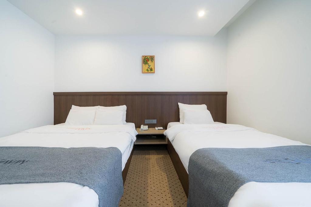 Postel nebo postele na pokoji v ubytování Davin Hotel