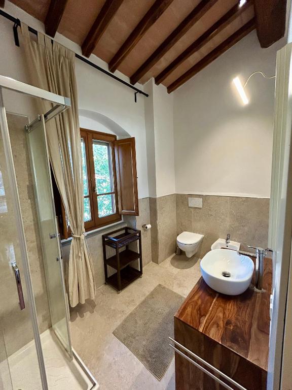 łazienka z umywalką i toaletą w obiekcie I Casaloni w mieście Panzano in Chianti