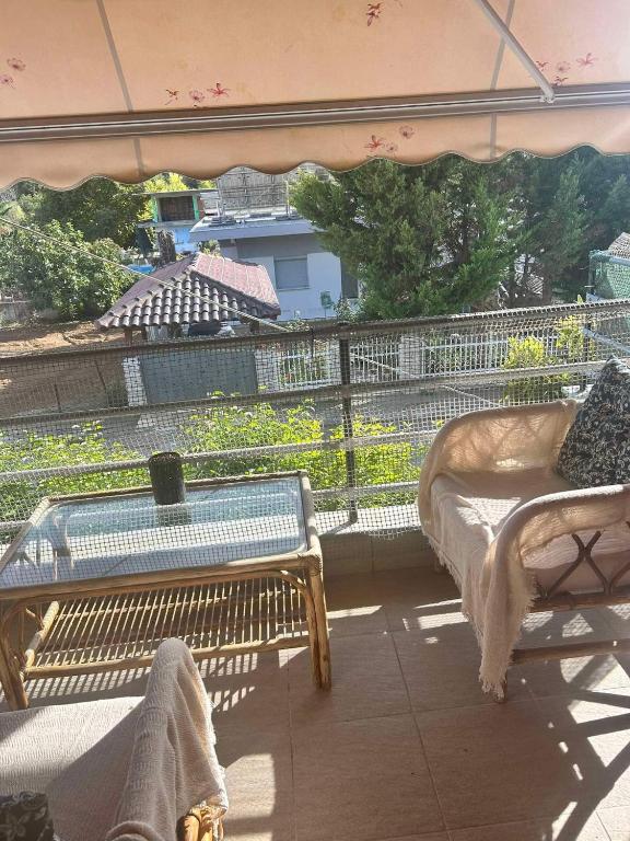 Balkón nebo terasa v ubytování Flat in Makrygialos