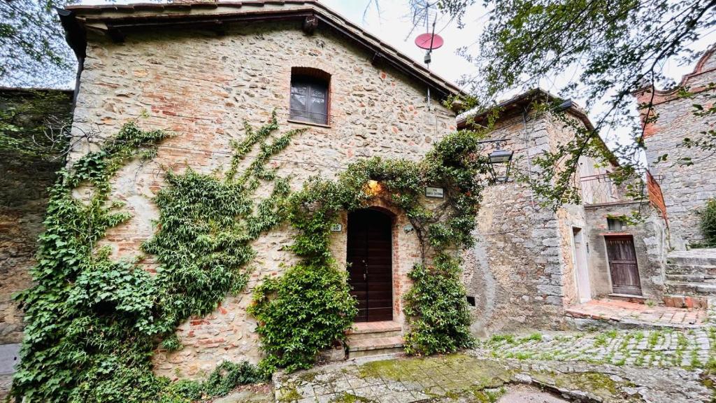 an old brick house with ivy growing on it at Casa Nerina in Castiglione dʼOrcia