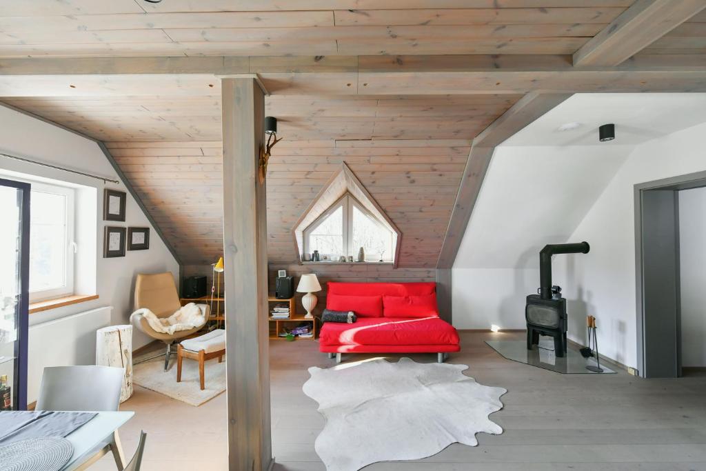 Posezení v ubytování Apartmán v srdci Krkonoš