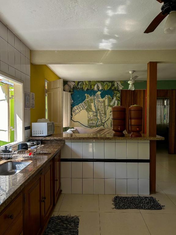 Kuchyň nebo kuchyňský kout v ubytování Hostel Morada do sol Paraty