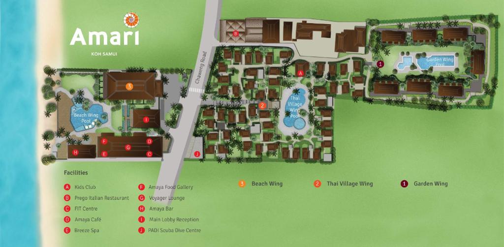 a map of the site of a resort at Amari Koh Samui in Chaweng