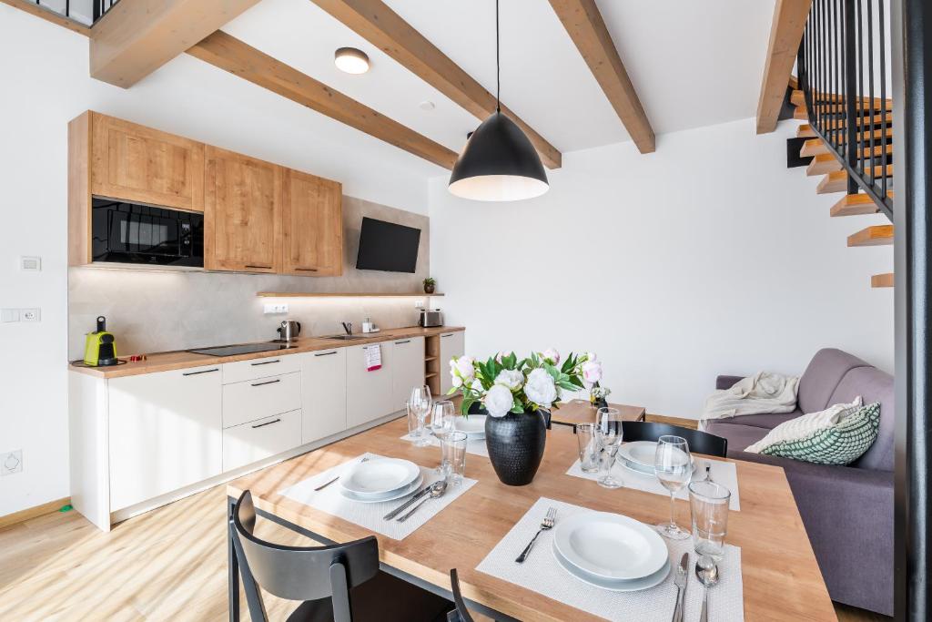 Kuchyň nebo kuchyňský kout v ubytování Apartmány Lošov