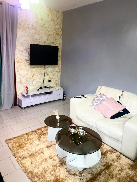 TV a/nebo společenská místnost v ubytování Makepe Villa