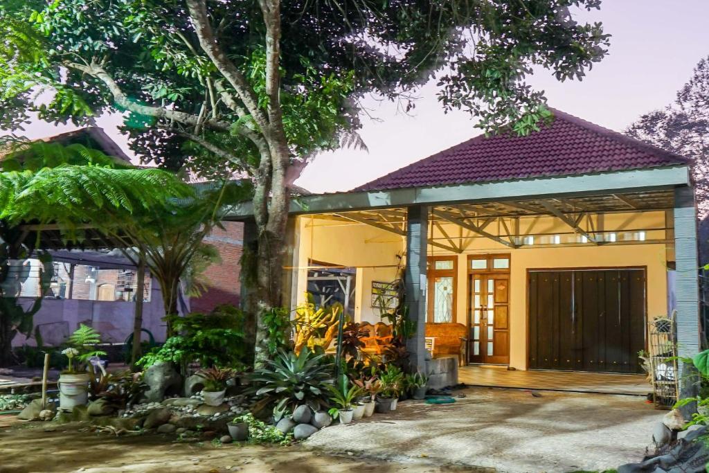 a house with atropical garden in front of it at karangjambe tnbts in Gadang