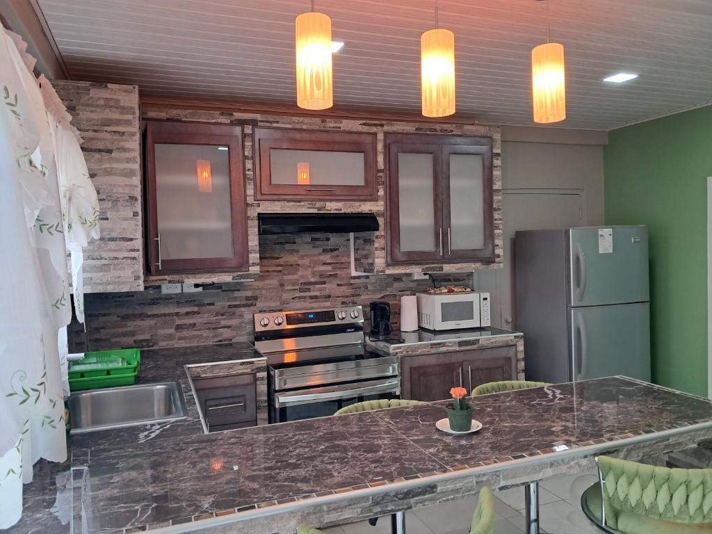 Kuchyň nebo kuchyňský kout v ubytování Breadfruit lodge