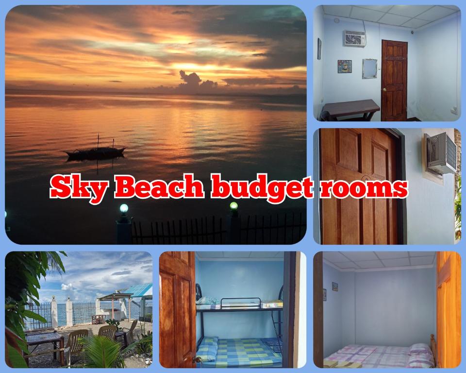 a collage of different pictures of a sunset at Sky Beach budget rooms in Catmon