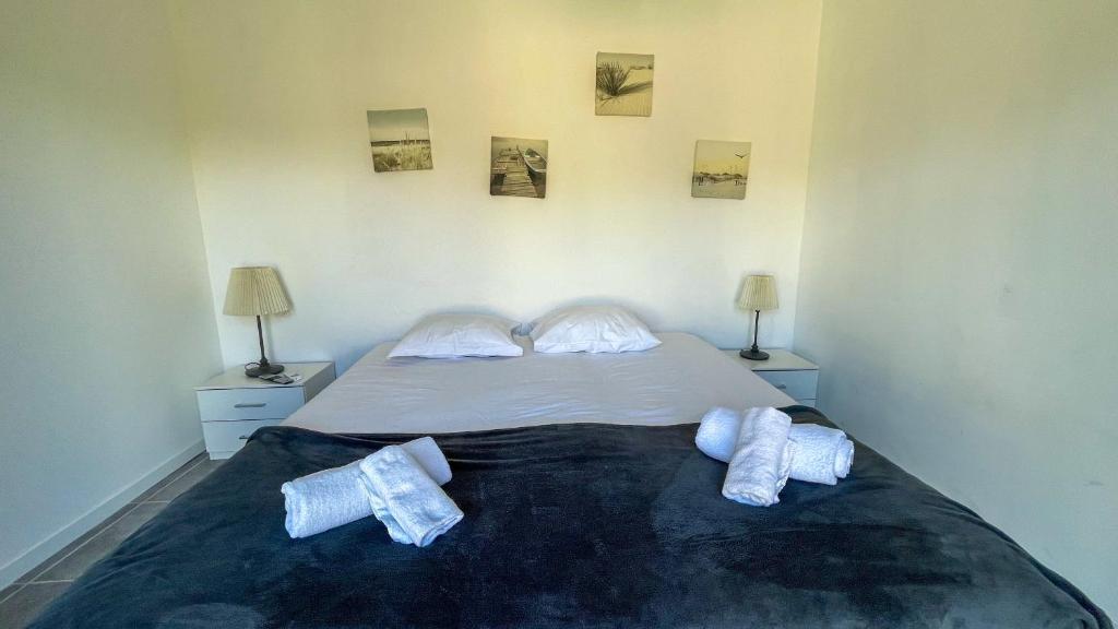 une chambre avec un lit avec deux oreillers dessus dans l'établissement Villa Bavella Fautea, à Conca