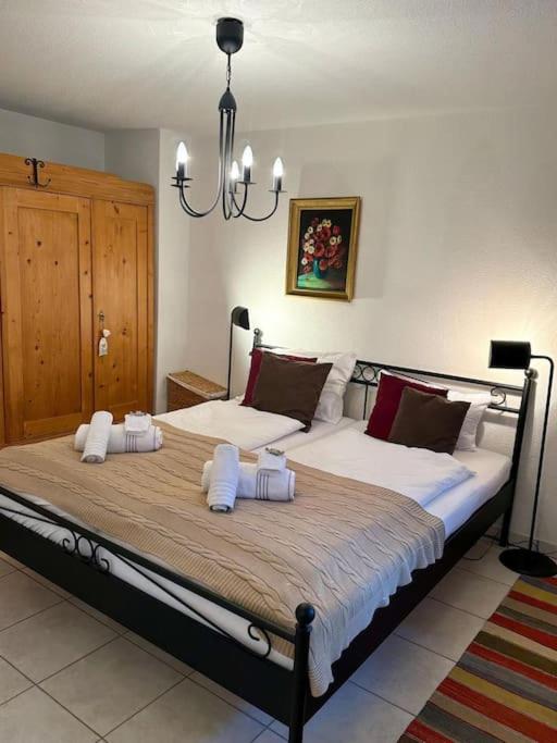 Postel nebo postele na pokoji v ubytování Charming apartment in Kandersteg
