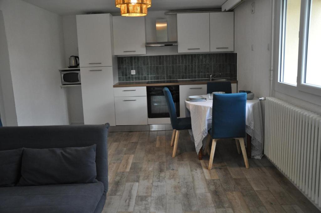 Dapur atau dapur kecil di 2 pièces rénové en rez-de-chaussée proche de la gare