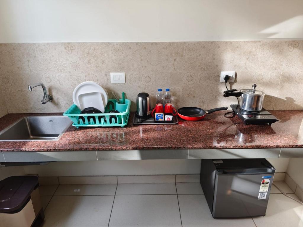 Kuchyň nebo kuchyňský kout v ubytování Nest Residency