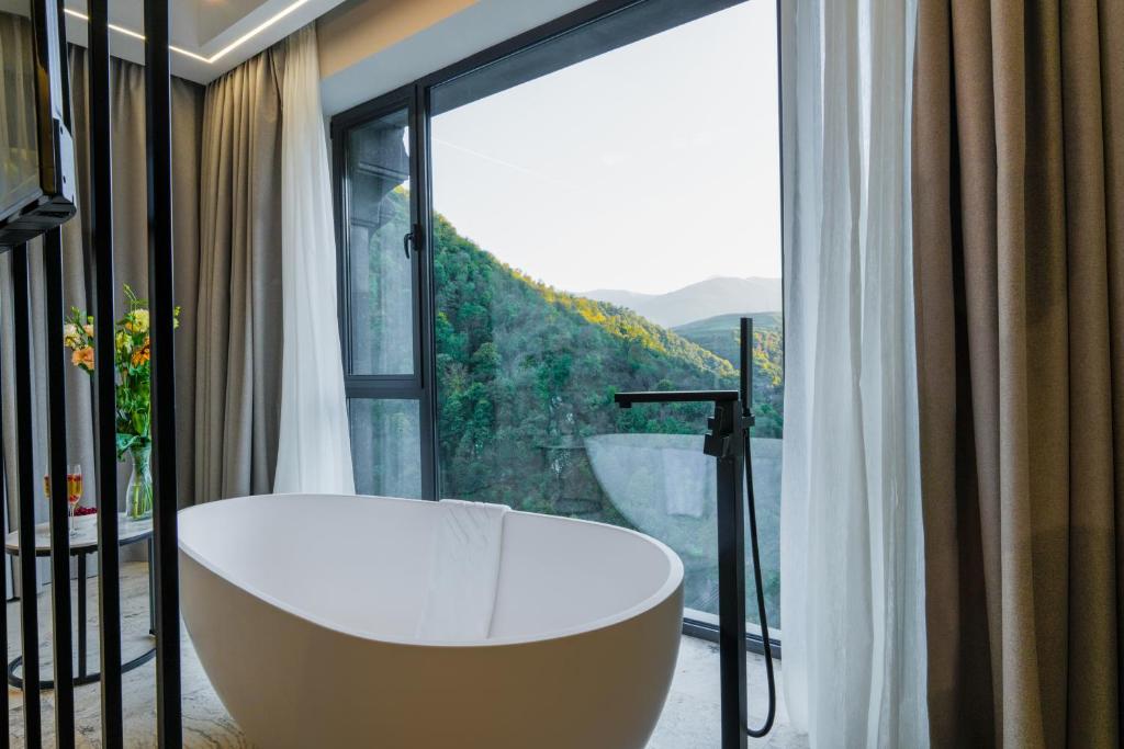 Nespecifikovaný výhled na hory nebo výhled na hory při pohledu z hotelu