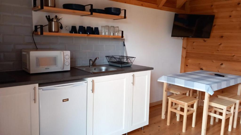 Kuchyň nebo kuchyňský kout v ubytování Camping IZARPE