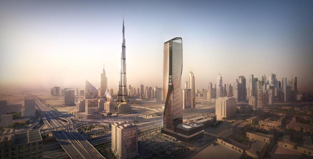 Nespecifikovaný výhled na destinaci Dubaj nebo výhled na město při pohledu z hotelu