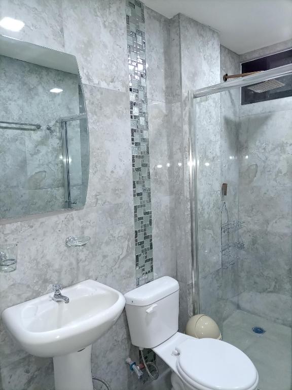 Koupelna v ubytování Hostal Atlantis