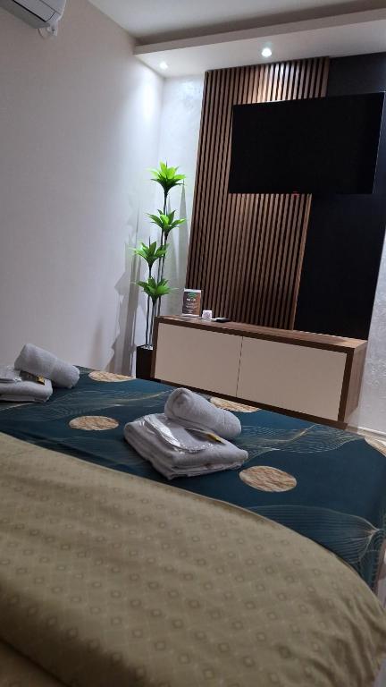 Postel nebo postele na pokoji v ubytování Apartments Green Beograd