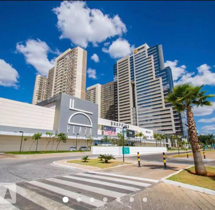 a city with tall buildings and a palm tree at Apartamento dentro do shopping águas claras, Lindo in Taguatinga