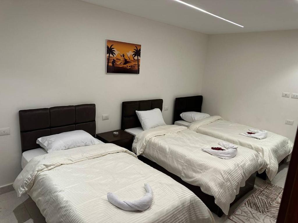 Postel nebo postele na pokoji v ubytování Sun 3 Pyramids Inn