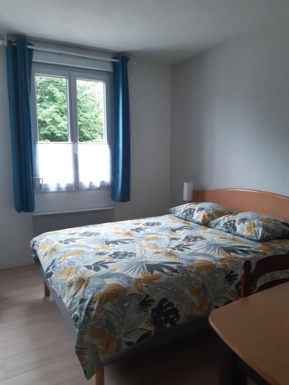 une chambre avec un lit et une fenêtre dans l'établissement Horizon Marmotte, à Bagnères-de-Bigorre