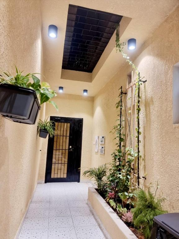 شقق فاخرة Luxury apartments في الرياض: مدخل مع باب مع تلفزيون والنباتات