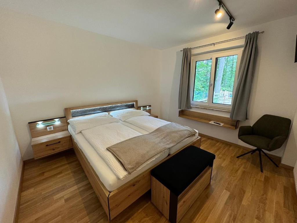 Postel nebo postele na pokoji v ubytování Pension Blockheidehof