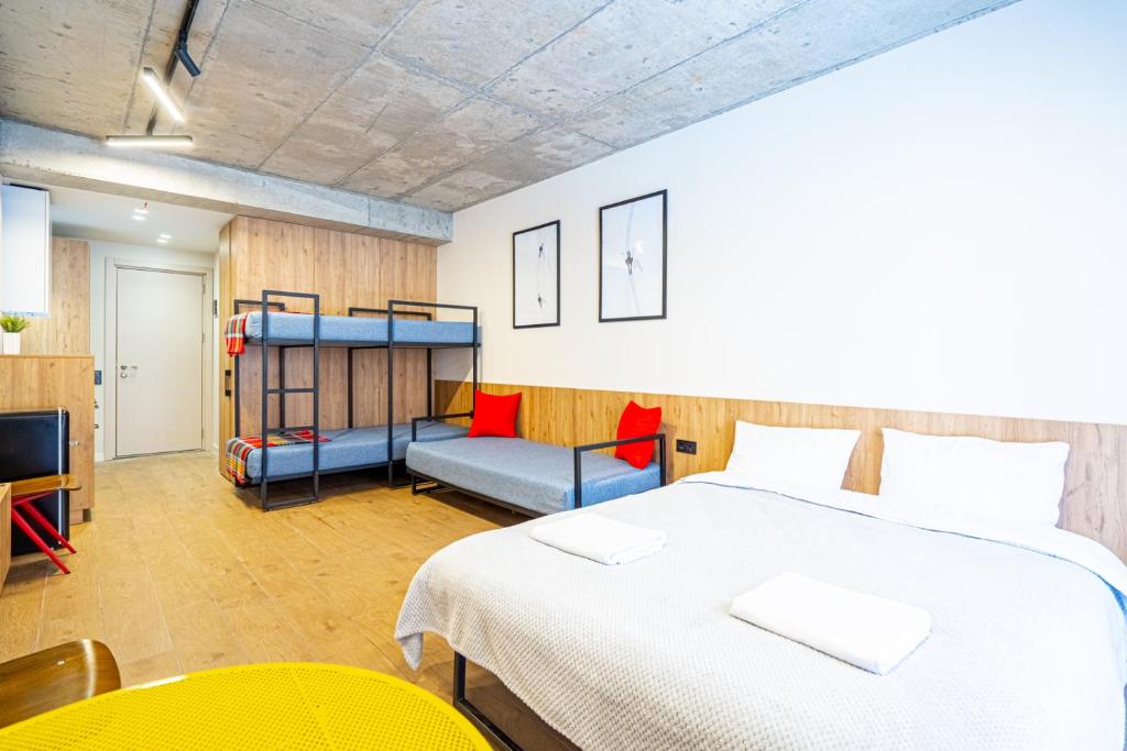 Postel nebo postele na pokoji v ubytování Gudauri ski apart room
