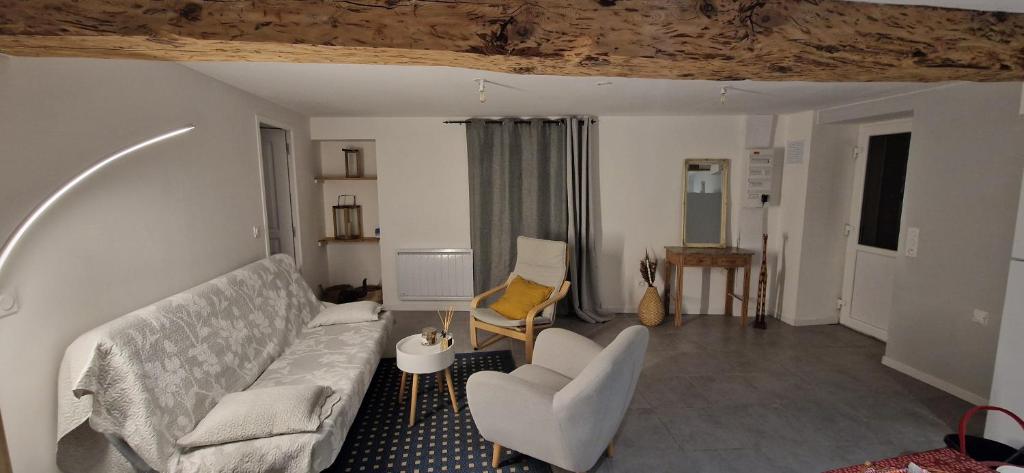 un salon avec un canapé et une chaise dans l'établissement Appartement cosy et confortable, à Brié-et-Angonnes