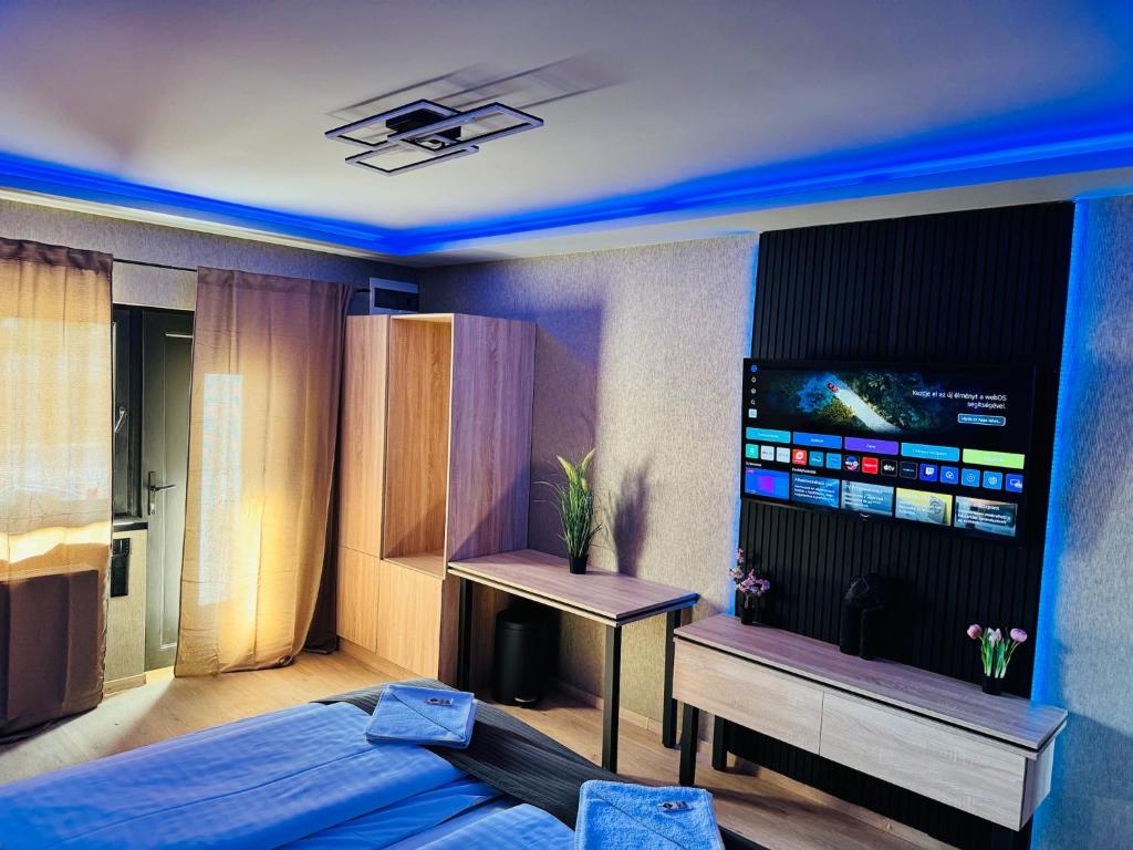 TV a/nebo společenská místnost v ubytování Royal Apartments Hotel Kecskemét